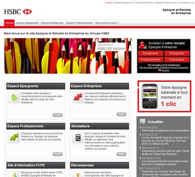 Site HSBC Epargne et Retraite en Entreprise
